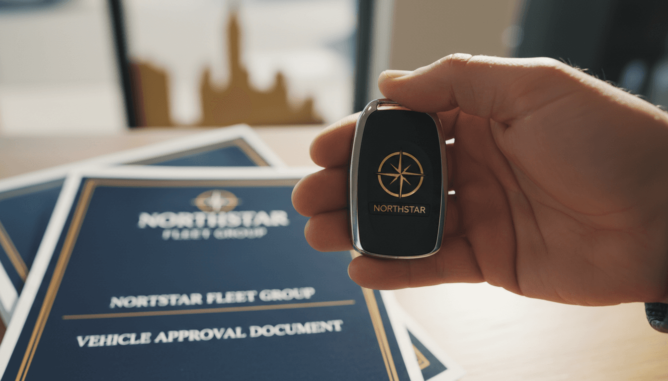 Close-up of car key handed over during vehicle approval process